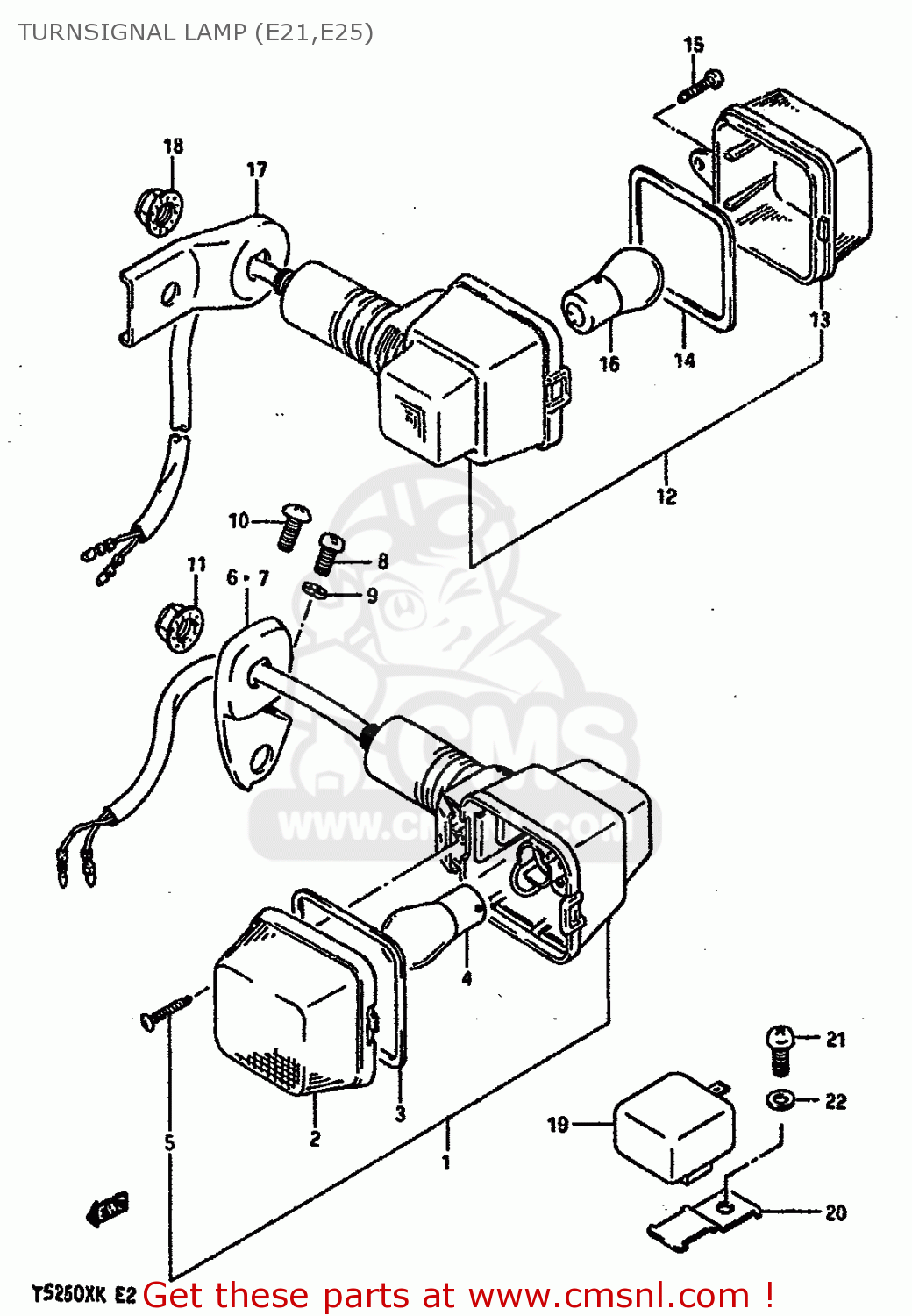TURNSIGNAL LAMP (E21,E25) TS250X 1989 (K) (E02 E16 E21 E22 E24)