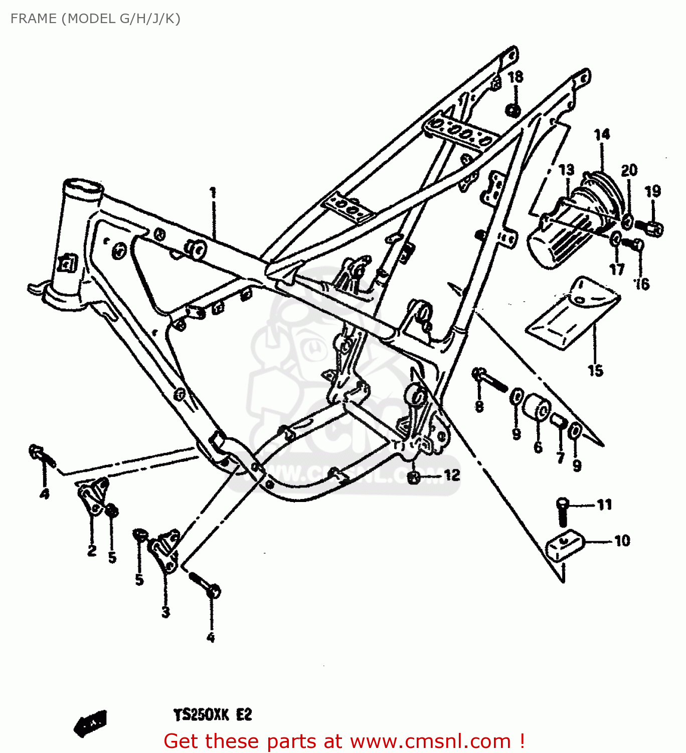 FRAME (MODEL G/H/J/K) TS250X 1989 (K) (E02 E16 E21 E22 E24)