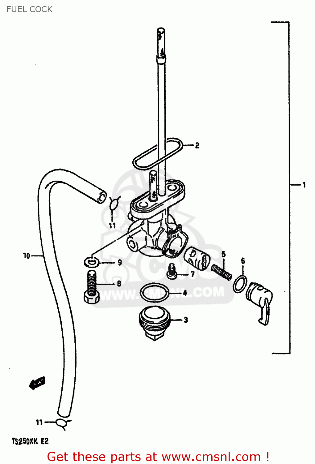 FUEL COCK TS250X 1989 (K) (E02 E16 E21 E22 E24)