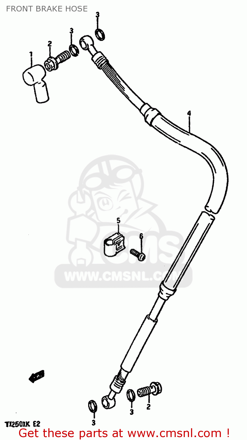 FRONT BRAKE HOSE TS250X 1989 (K) (E02 E16 E21 E22 E24)