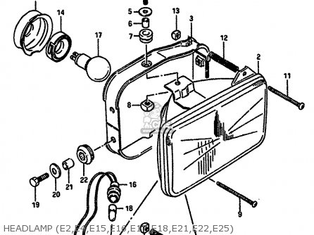 HEADLAMP (E2,E4,E15,E16,E17,E18,E21,E22,E25) - TS250X 1989 (K) (E02 E16 E21 E22 E24)