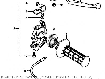 RIGHT HANDLE SWITCH (MODEL E,MODEL G E17,E18,E22) - TS250X 1989 (K) (E02 E16 E21 E22 E24)