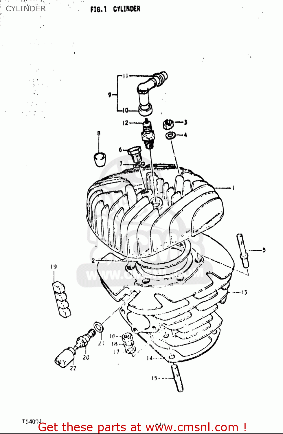 Suzuki TS400 1972 (J) USA (E03) CYLINDER - buy original CYLINDER spares ...