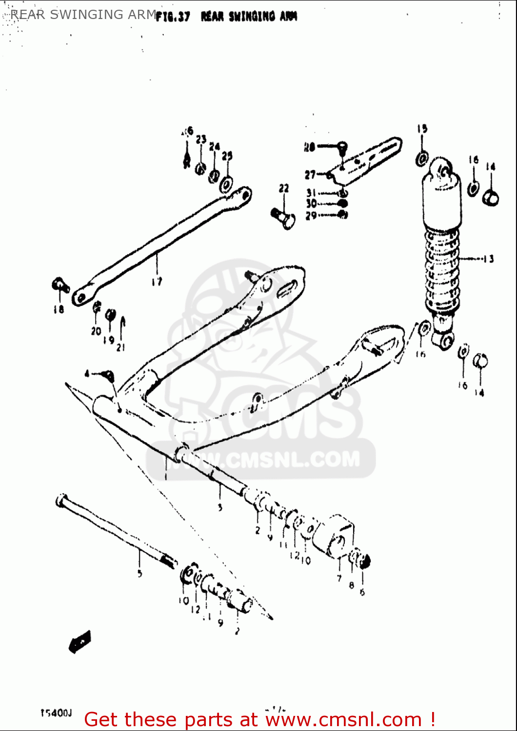 REAR SWINGING ARM TS400 1972 (J) USA (E03)