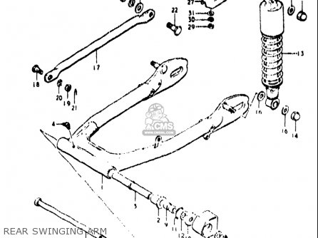 REAR SWINGING ARM - TS400 1972 (J) USA (E03)