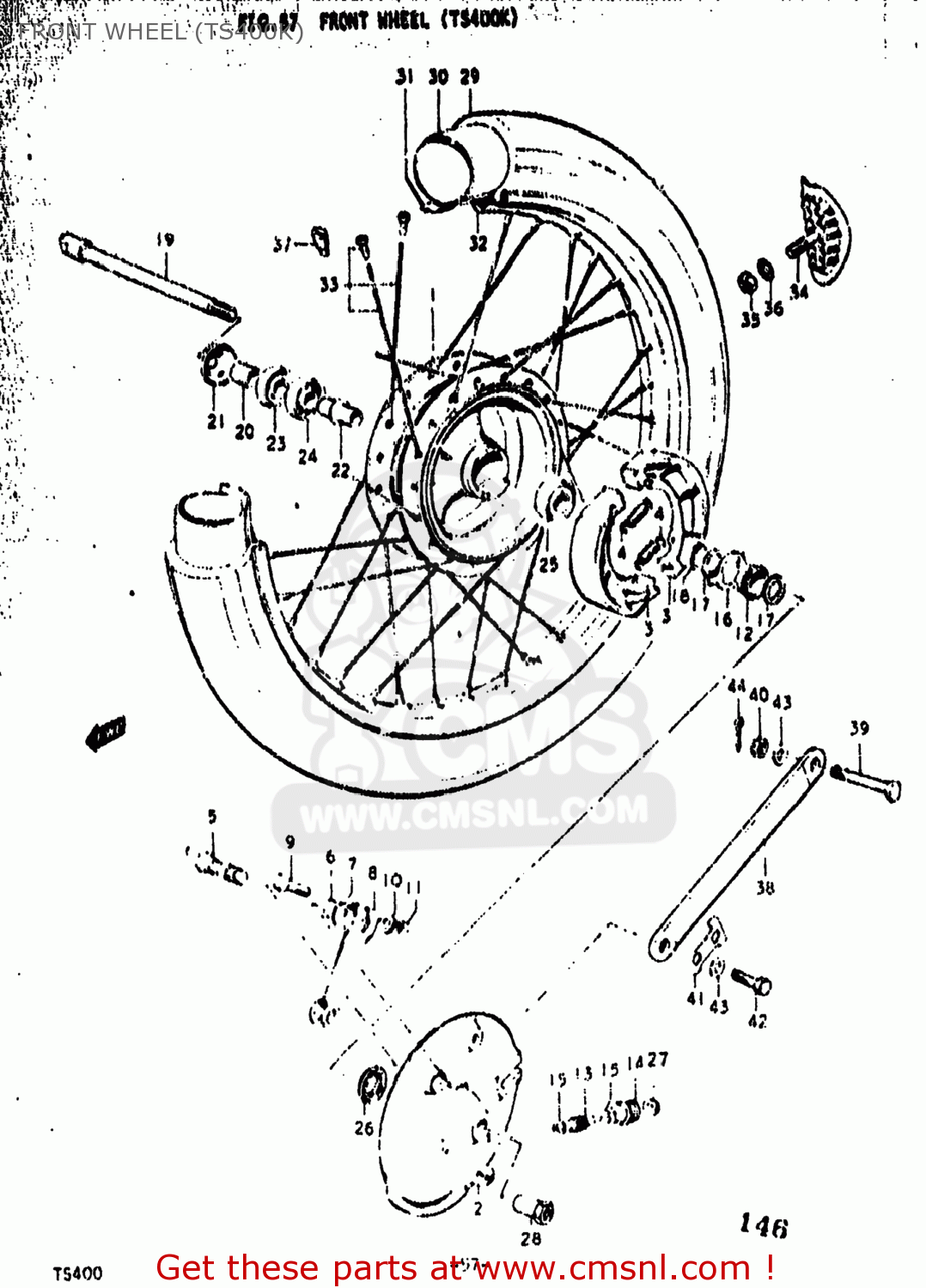 FRONT WHEEL (TS400K) TS400 1973 (K) USA (E03)