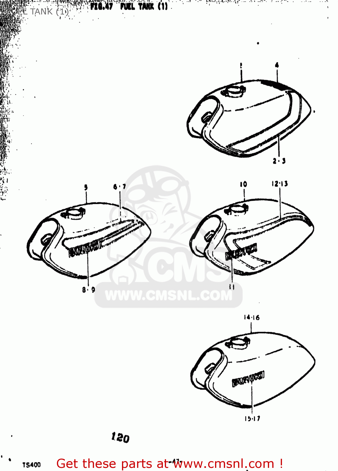 FUEL TANK (1) TS400 1973 (K) USA (E03)