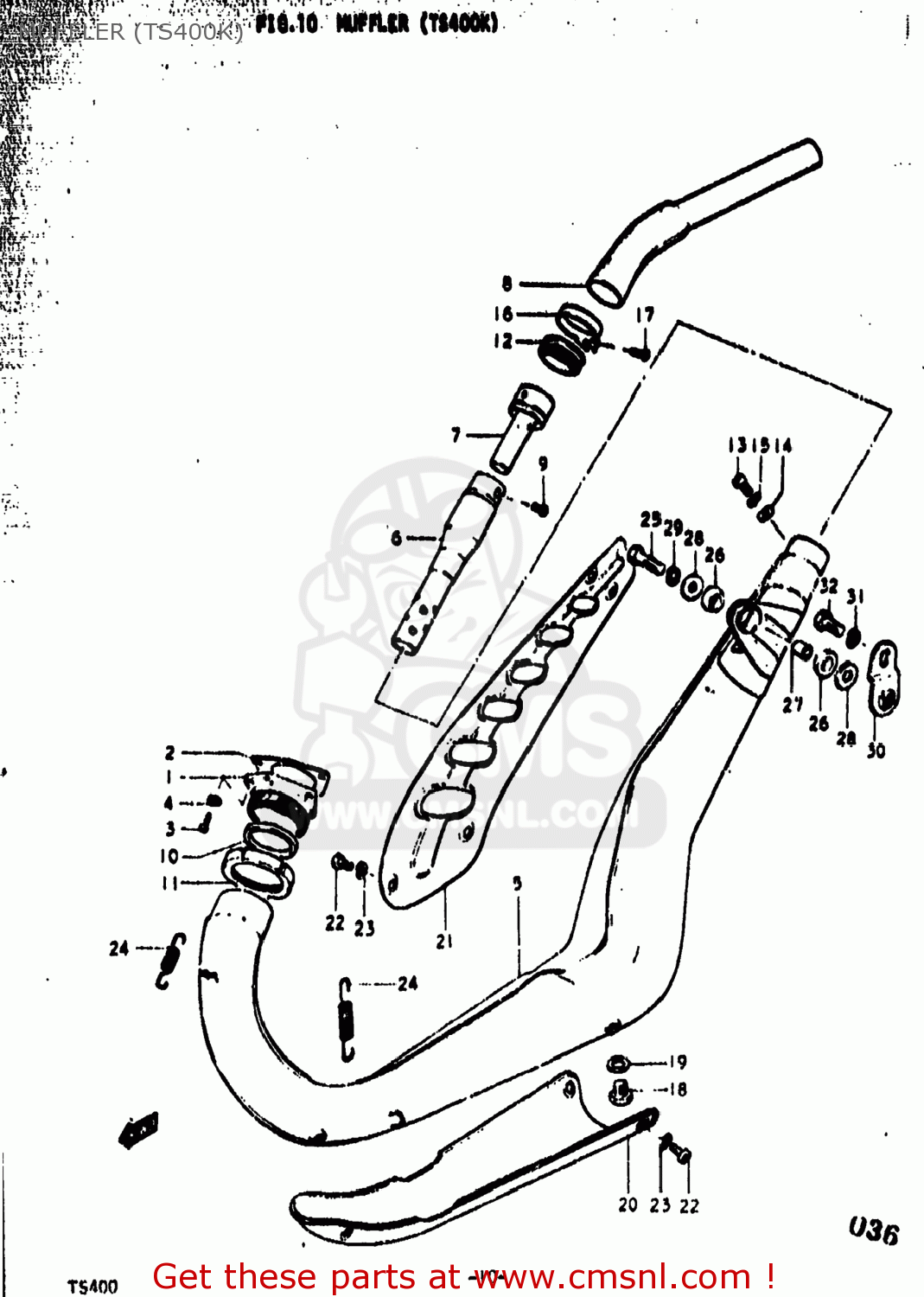 MUFFLER (TS400K) TS400 1973 (K) USA (E03)
