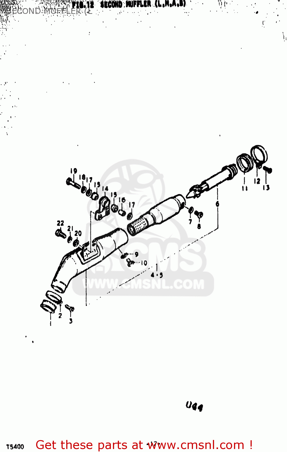 SECOND MUFFLER (L TS400 1973 (K) USA (E03)