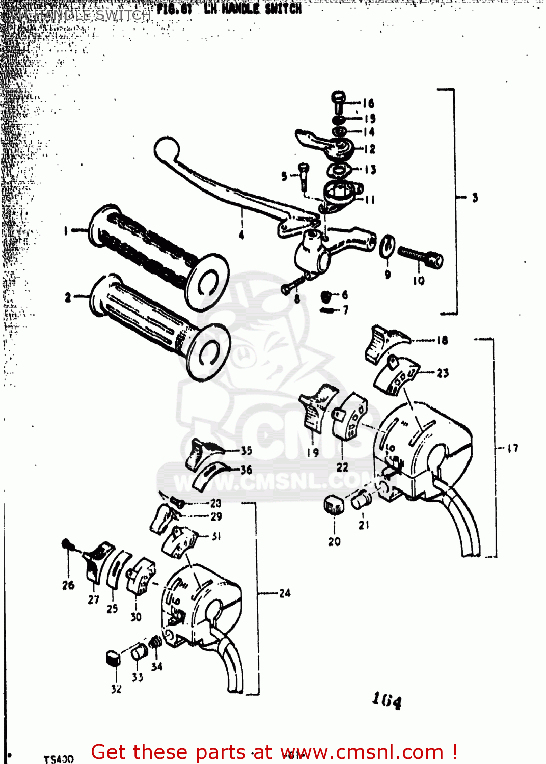 LH HANDLE SWITCH TS400 1975 (M) USA (E03)