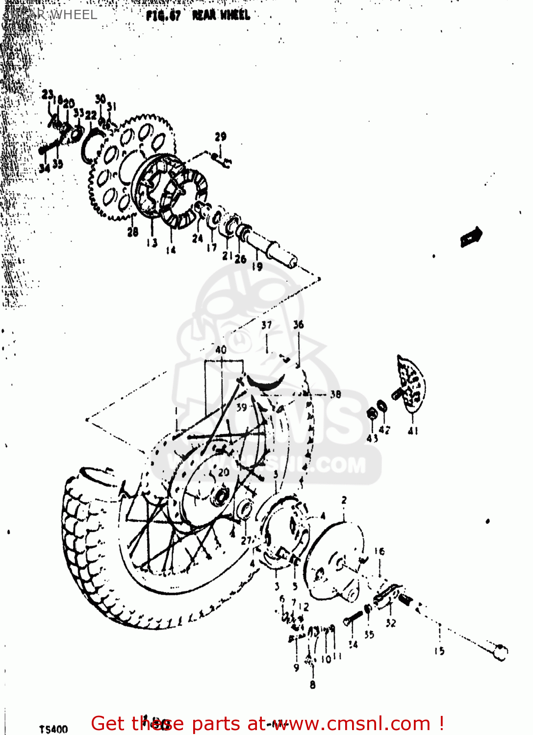 REAR WHEEL TS400 1975 (M) USA (E03)