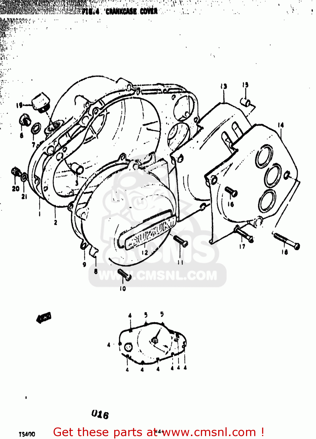CRANKCASE COVER TS400 1976 (A) USA (E03)