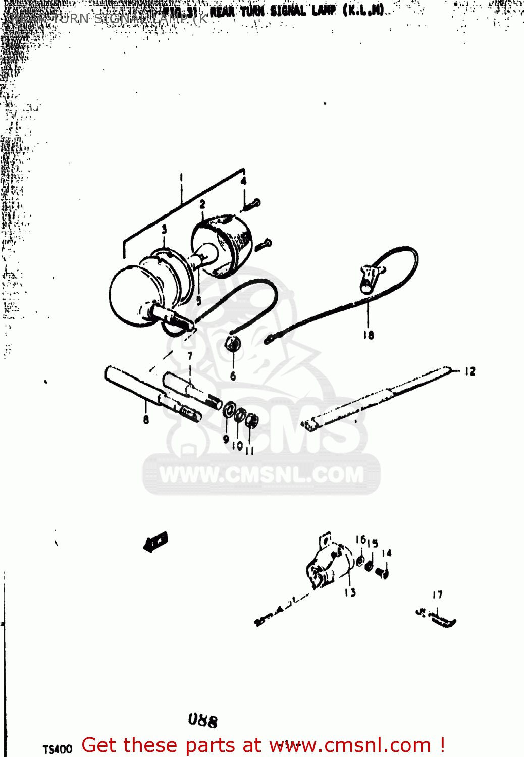 REAR TURN SIGNAL LAMP (K TS400 1976 (A) USA (E03)