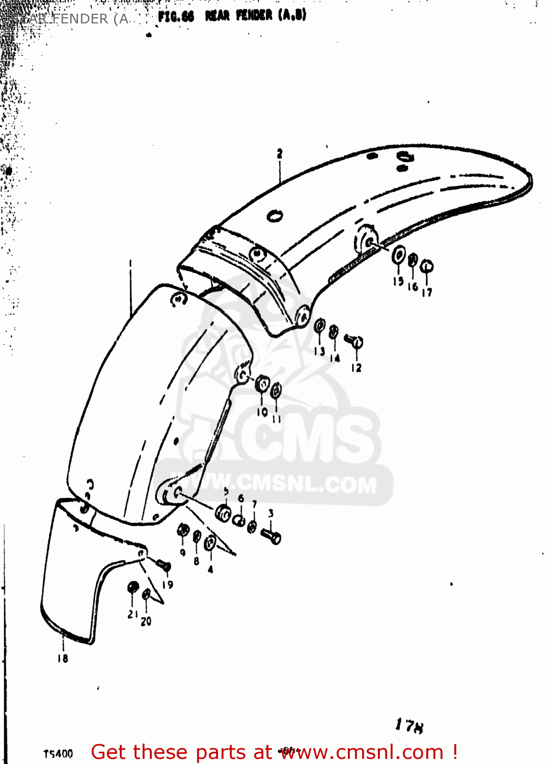 Suzuki TS400 1977 (B) USA (E03) REAR FENDER (A - buy original REAR ...