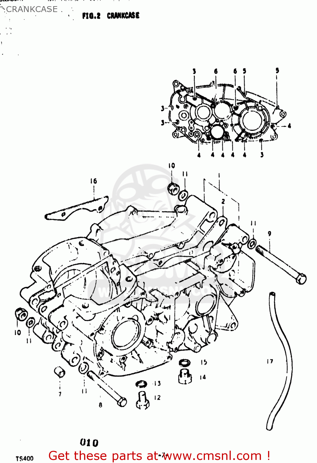 CRANKCASE TS400 1977 (B) USA (E03)