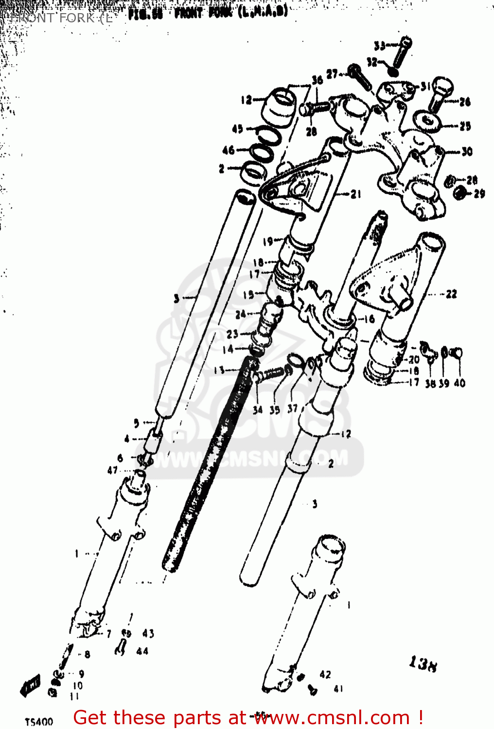FRONT FORK (L TS400 1977 (B) USA (E03)