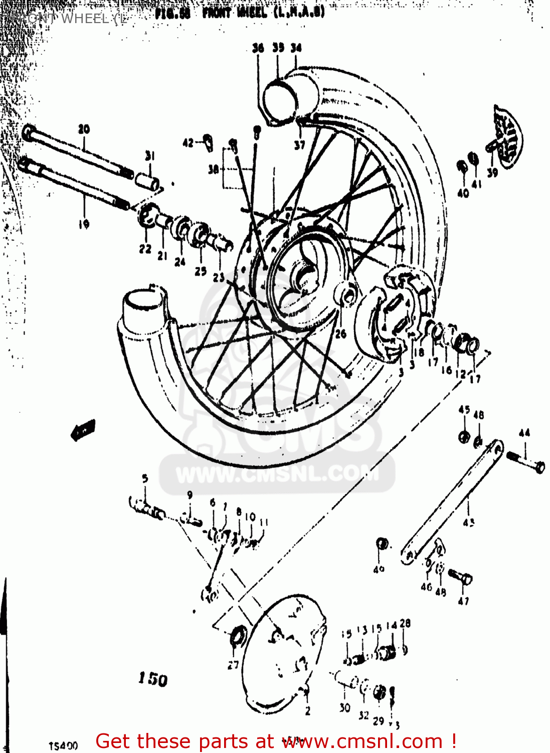 FRONT WHEEL (L TS400 1977 (B) USA (E03)
