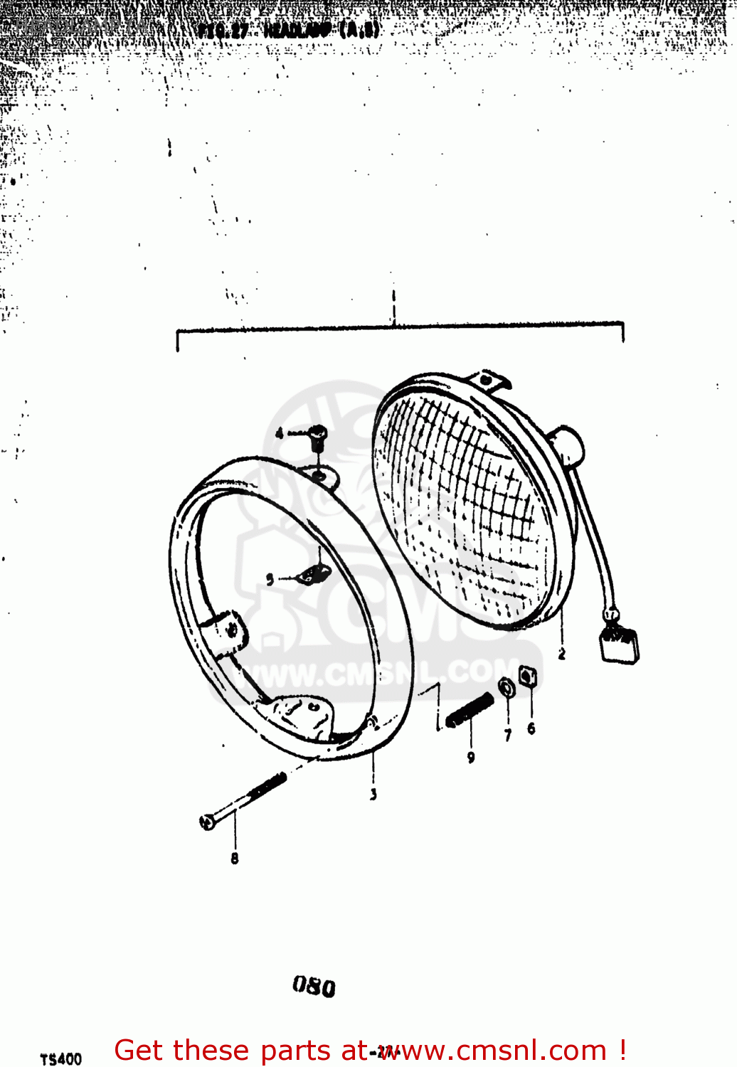 HEADLAMP (A TS400 1977 (B) USA (E03)