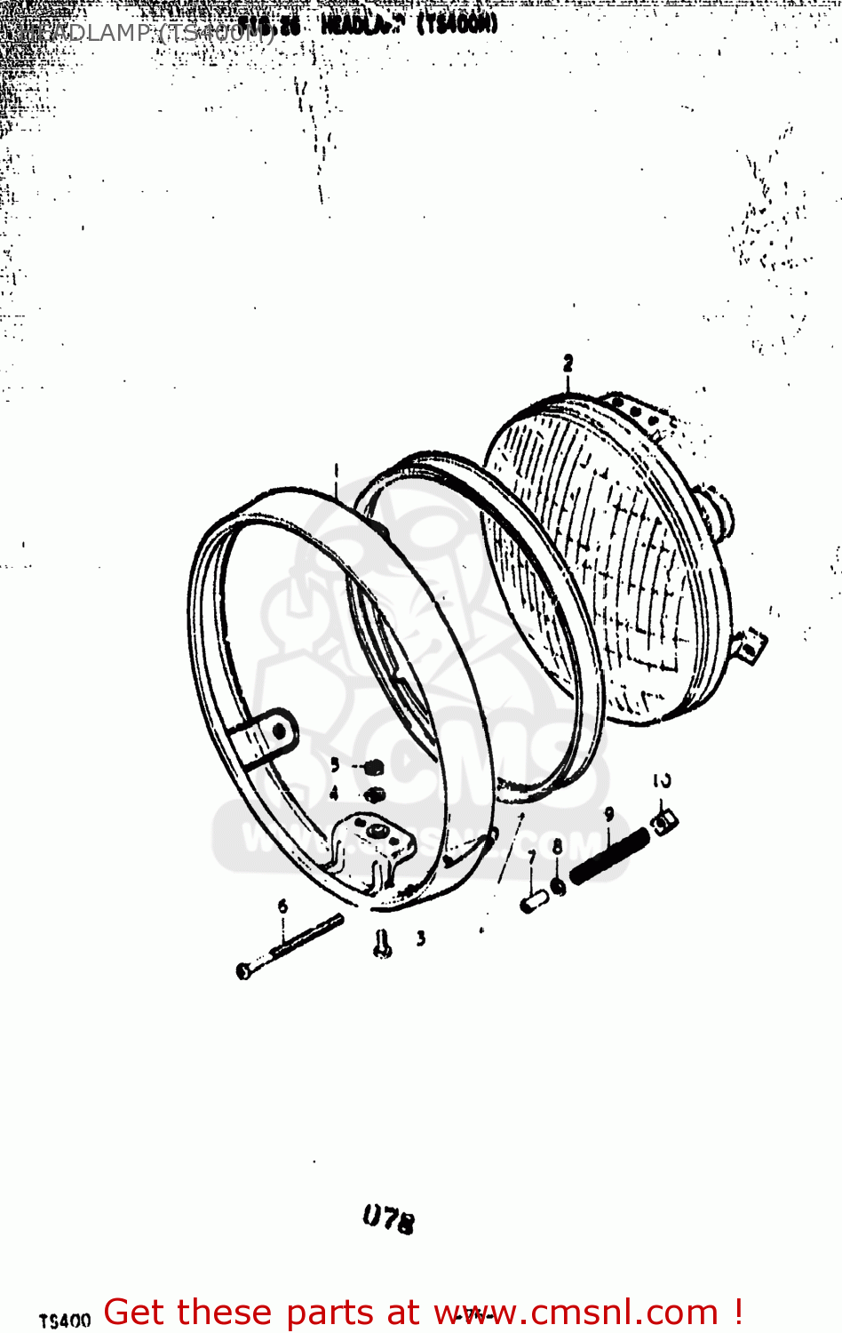 HEADLAMP (TS400M) TS400 1977 (B) USA (E03)