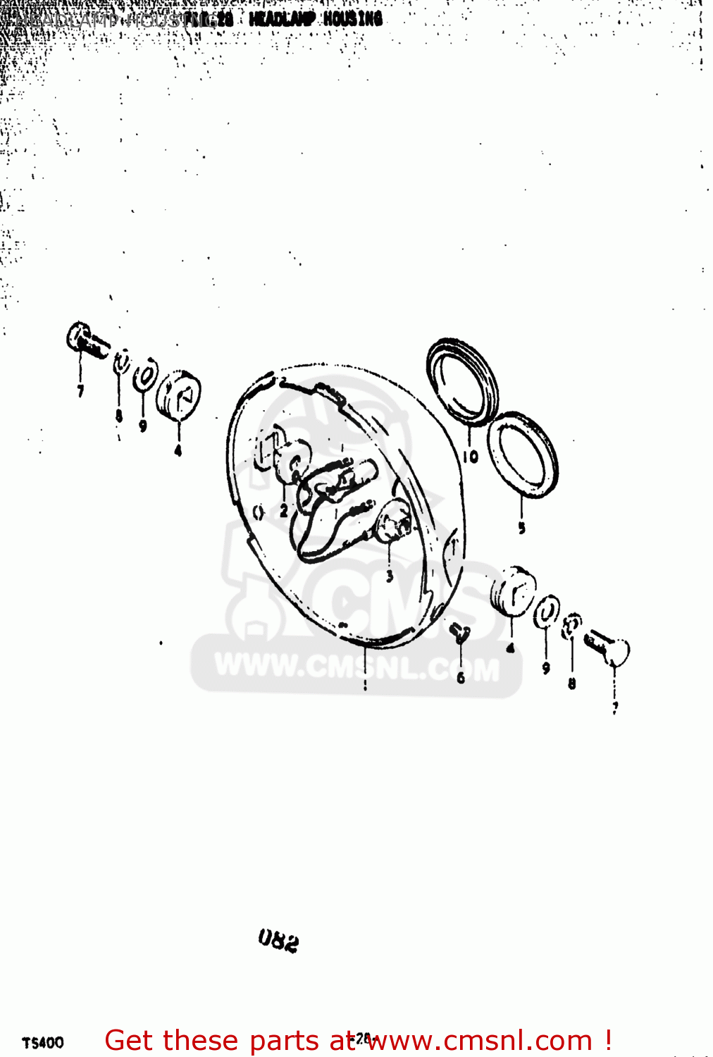 HEADLAMP HOUSING TS400 1977 (B) USA (E03)