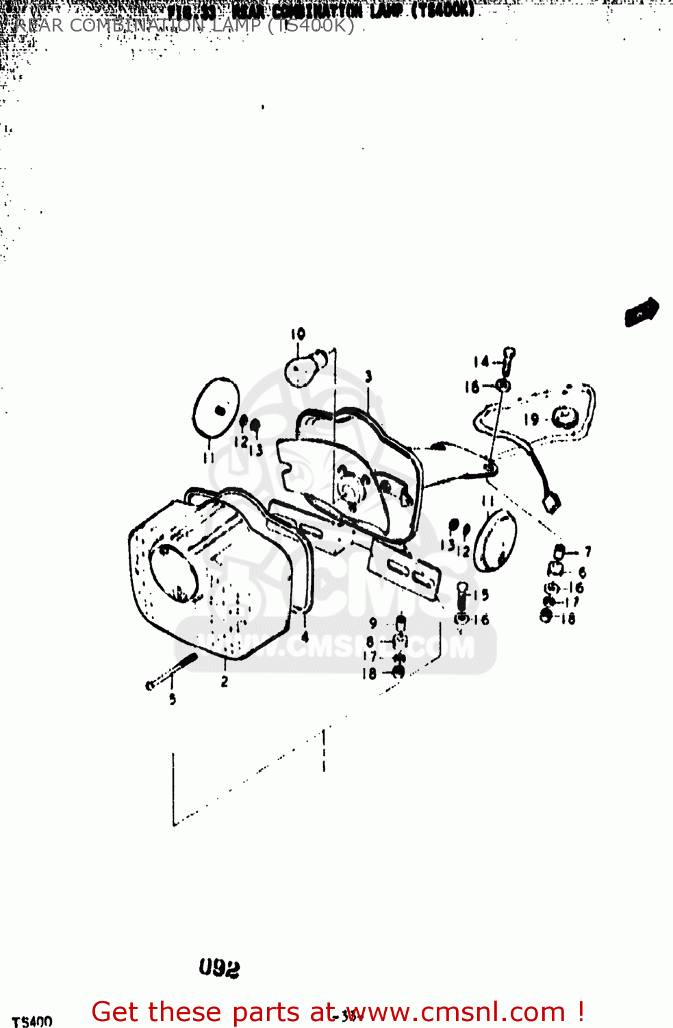 REAR COMBINATION LAMP (TS400K) TS400 1977 (B) USA (E03)