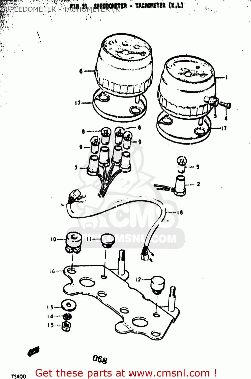 SPEEDOMETER - TACHOMETER (K TS400 1977 (B) USA (E03)