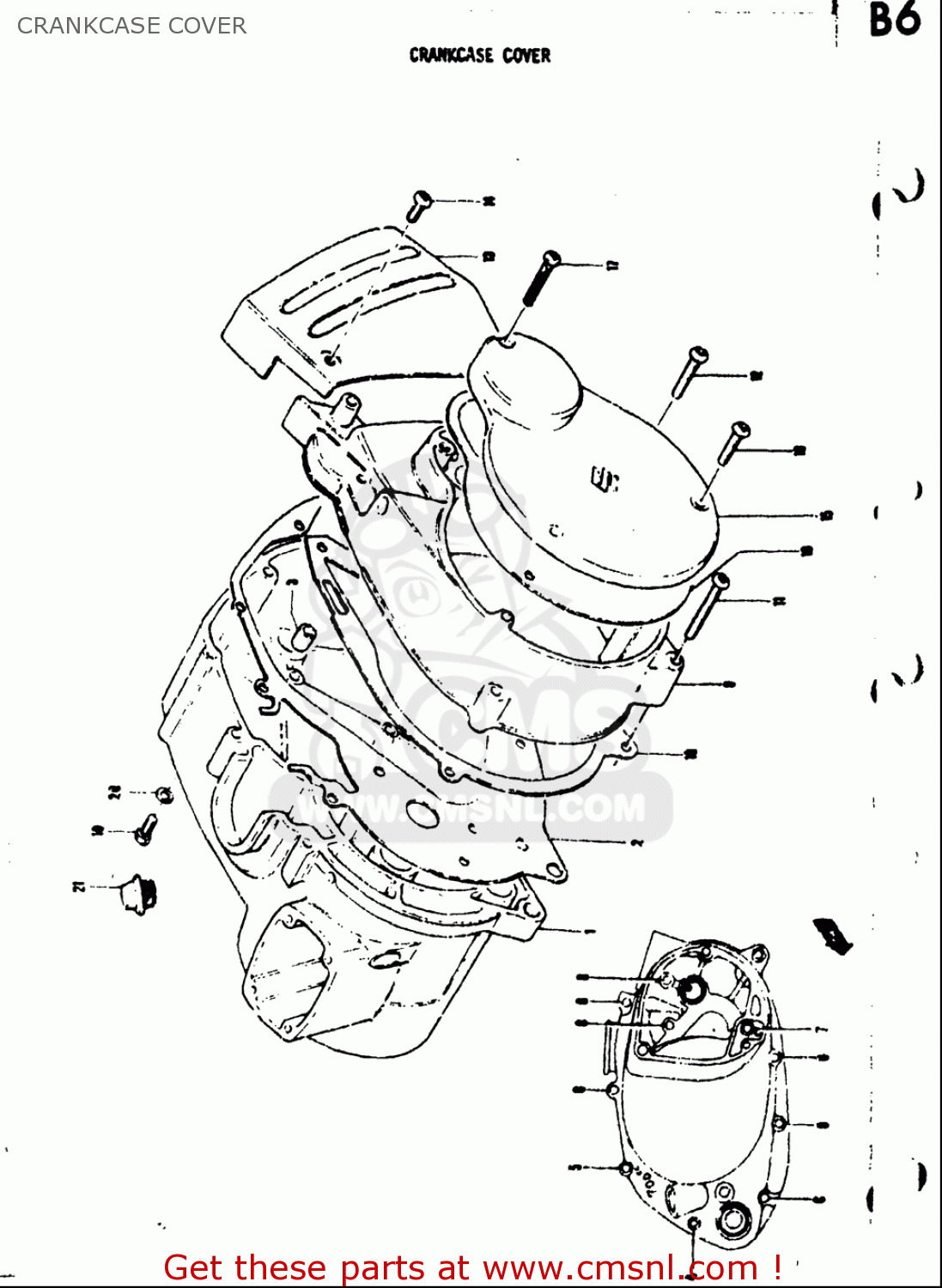 CRANKCASE COVER TS50 1971 1972 1973 1974 (R) (J) (K) (L) USA (E03)