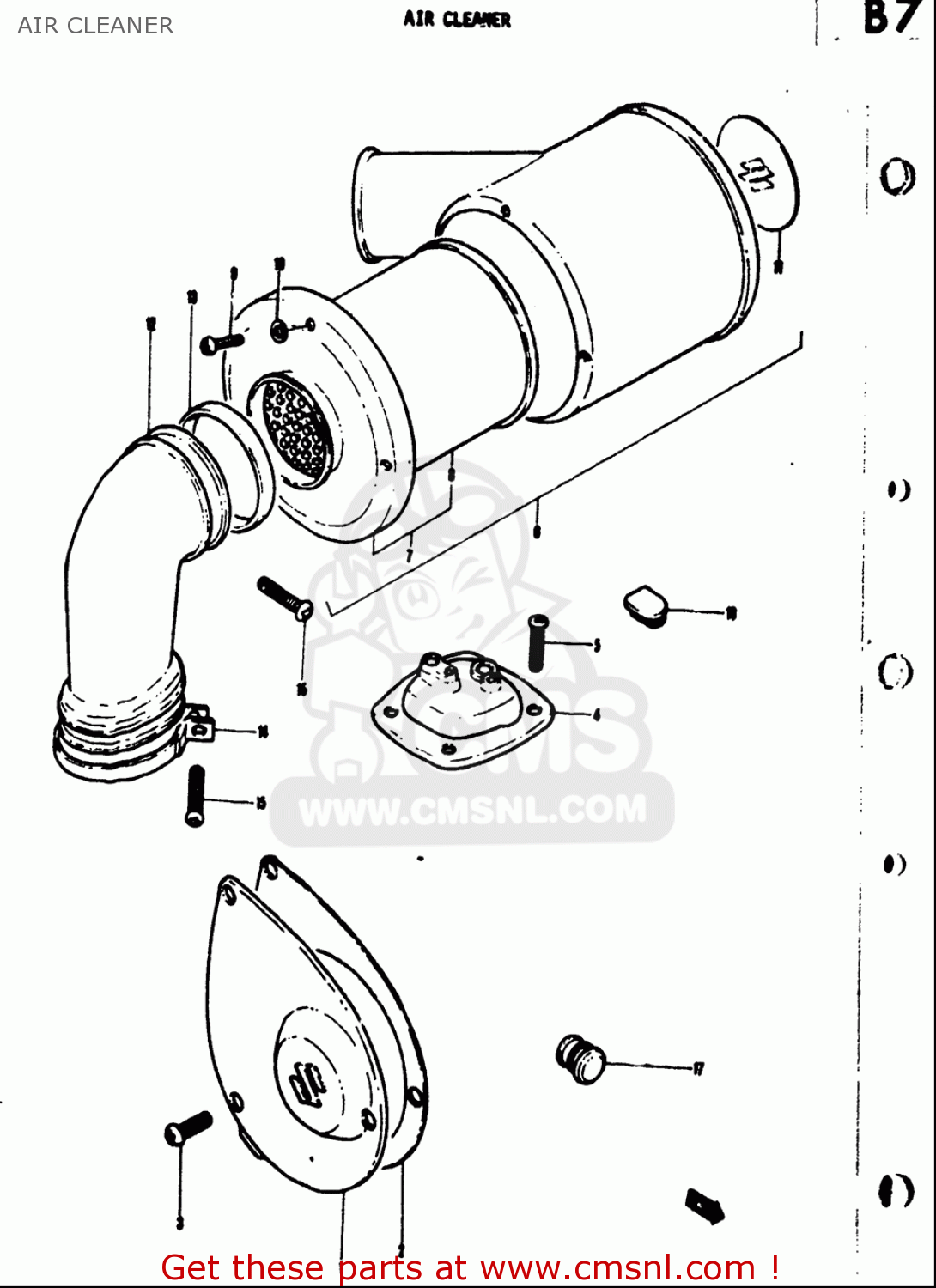 AIR CLEANER TS50 1971 1972 1973 1974 (R) (J) (K) (L) USA (E03)