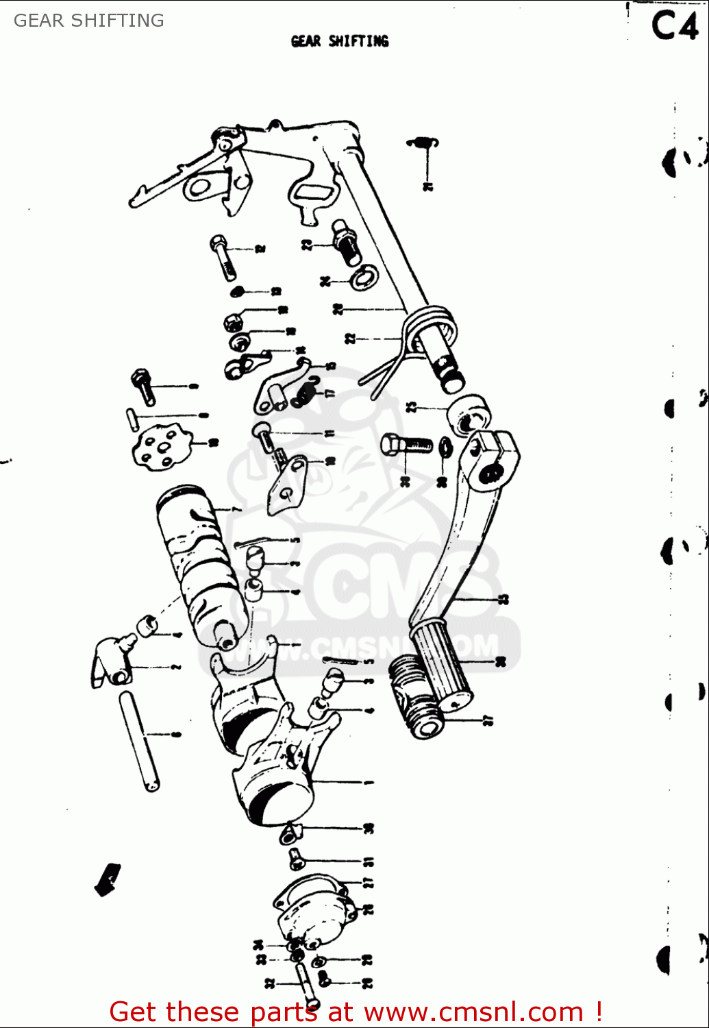 GEAR SHIFTING TS50 1971 1972 1973 1974 (R) (J) (K) (L) USA (E03)