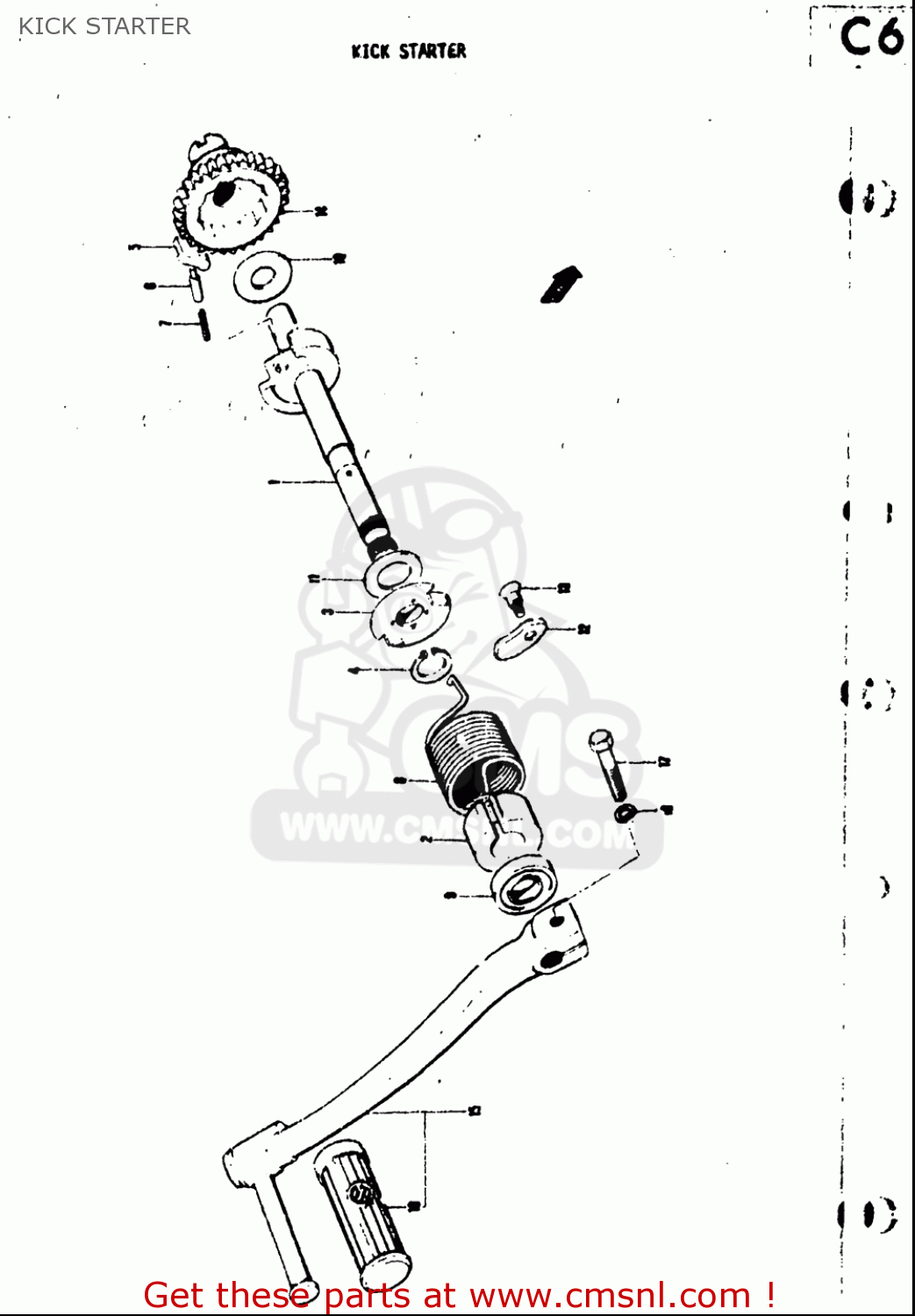 KICK STARTER TS50 1971 1972 1973 1974 (R) (J) (K) (L) USA (E03)