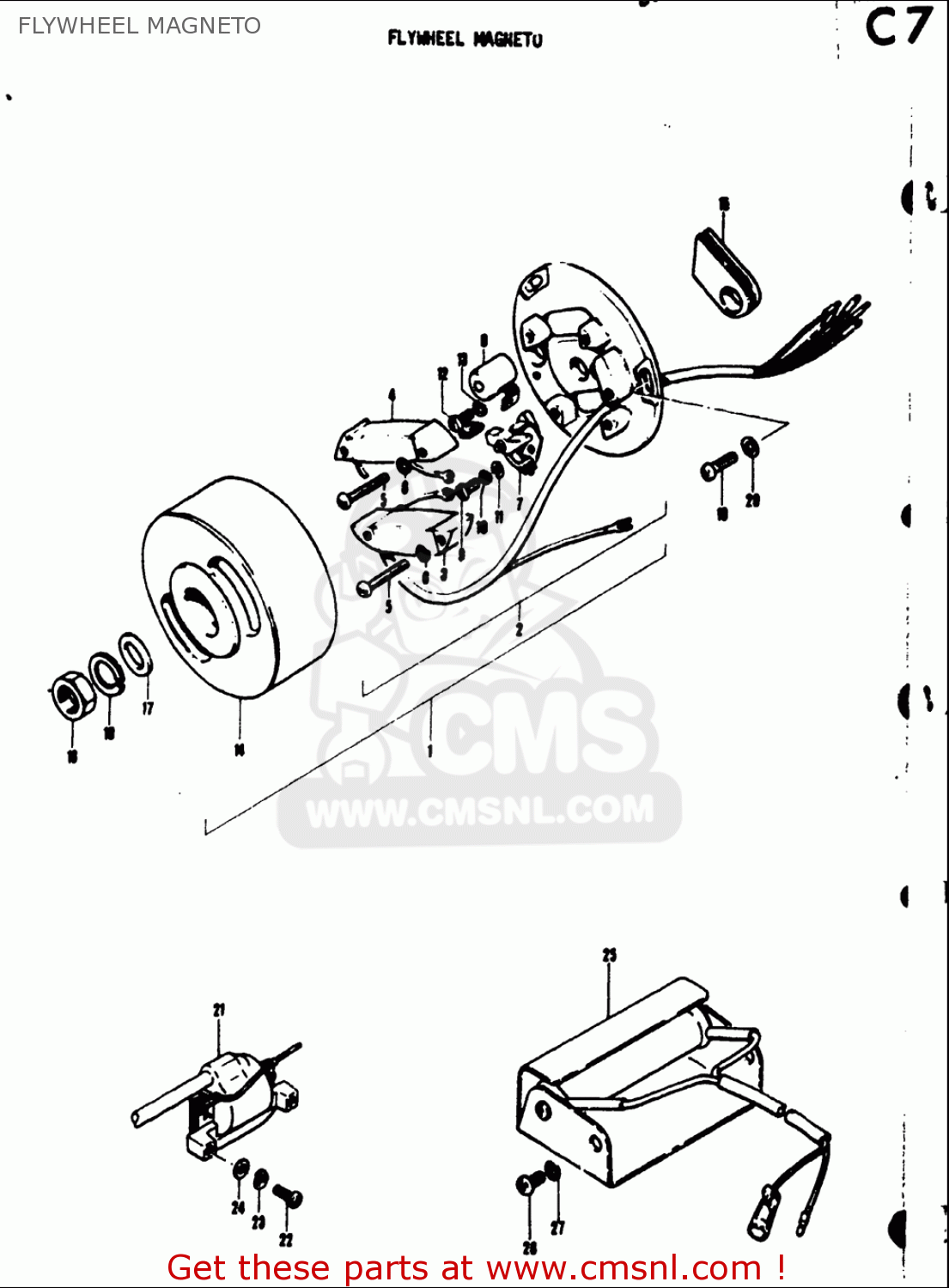 FLYWHEEL MAGNETO TS50 1971 1972 1973 1974 (R) (J) (K) (L) USA (E03)