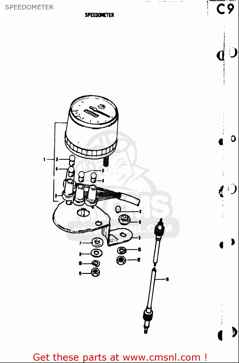 SPEEDOMETER TS50 1971 1972 1973 1974 (R) (J) (K) (L) USA (E03)