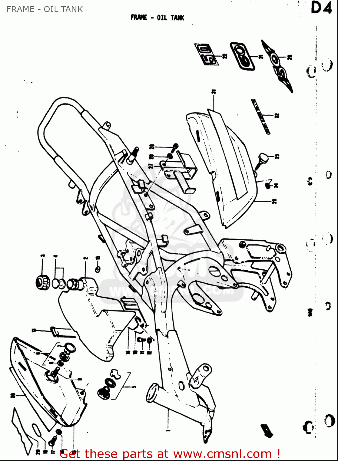 FRAME - OIL TANK TS50 1971 1972 1973 1974 (R) (J) (K) (L) USA (E03)