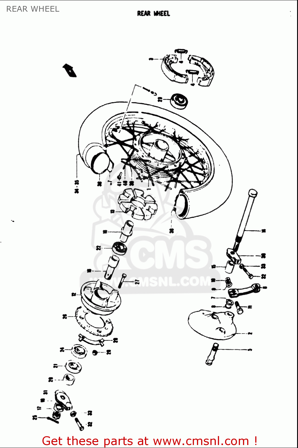 REAR WHEEL TS50 1971 1972 1973 1974 (R) (J) (K) (L) USA (E03)
