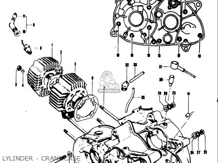 LYLINDER - CRANKCASE - TS50 1971 1972 1973 1974 (R) (J) (K) (L) USA (E03)