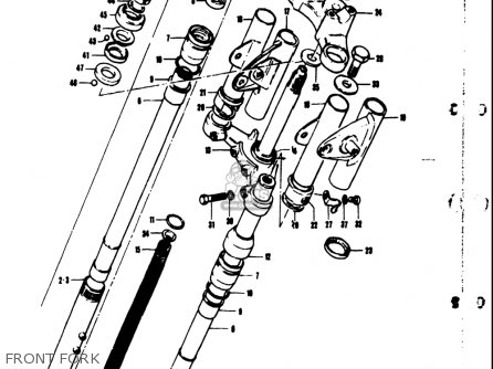 FRONT FORK - TS50 1971 1972 1973 1974 (R) (J) (K) (L) USA (E03)