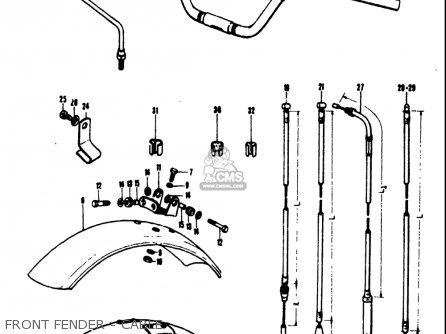 FRONT FENDER - CABLE - TS50 1971 1972 1973 1974 (R) (J) (K) (L) USA (E03)