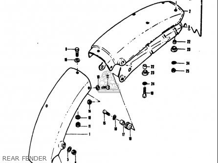 REAR FENDER - TS50 1971 1972 1973 1974 (R) (J) (K) (L) USA (E03)