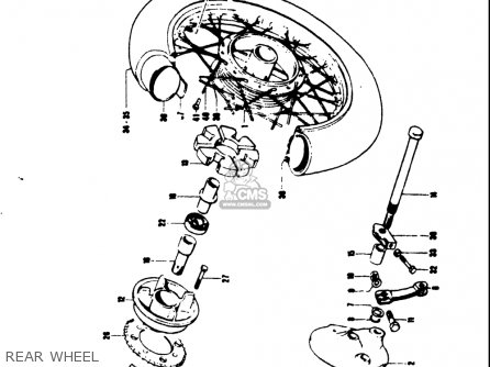 REAR WHEEL - TS50 1971 1972 1973 1974 (R) (J) (K) (L) USA (E03)