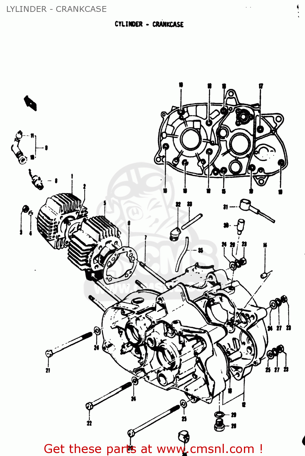 LYLINDER - CRANKCASE TS50 1973 (K) USA (E03)