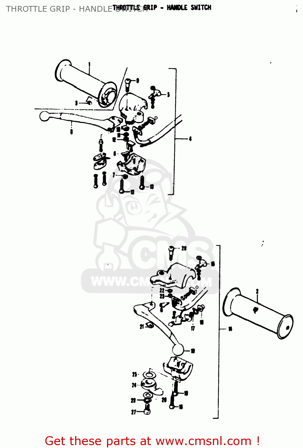 THROTTLE GRIP - HANDLE SWITCH TS50 1973 (K) USA (E03)