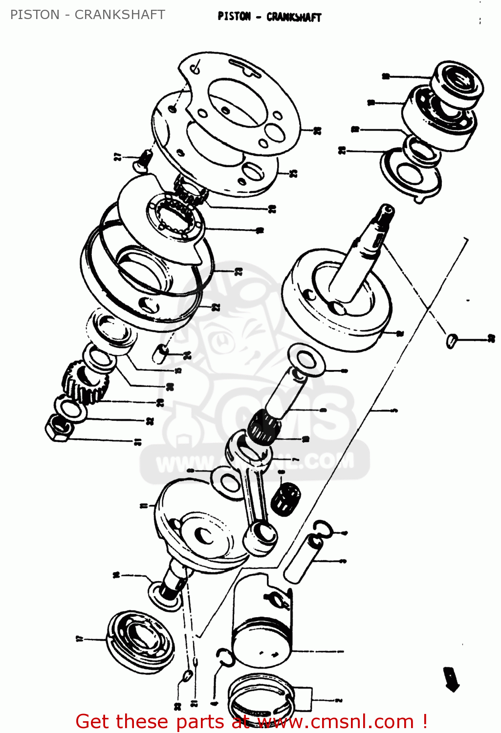 PISTON - CRANKSHAFT TS50 1974 (L) USA (E03)