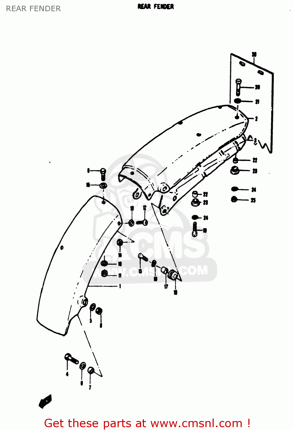 REAR FENDER TS50 1974 (L) USA (E03)