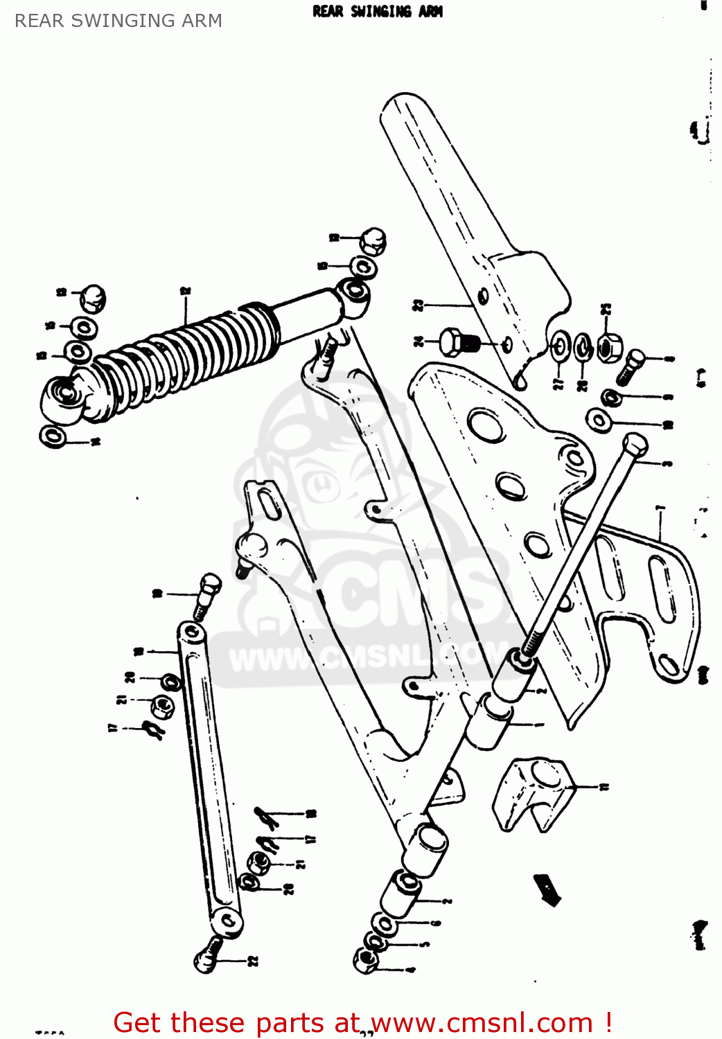 REAR SWINGING ARM TS50 1974 (L) USA (E03)
