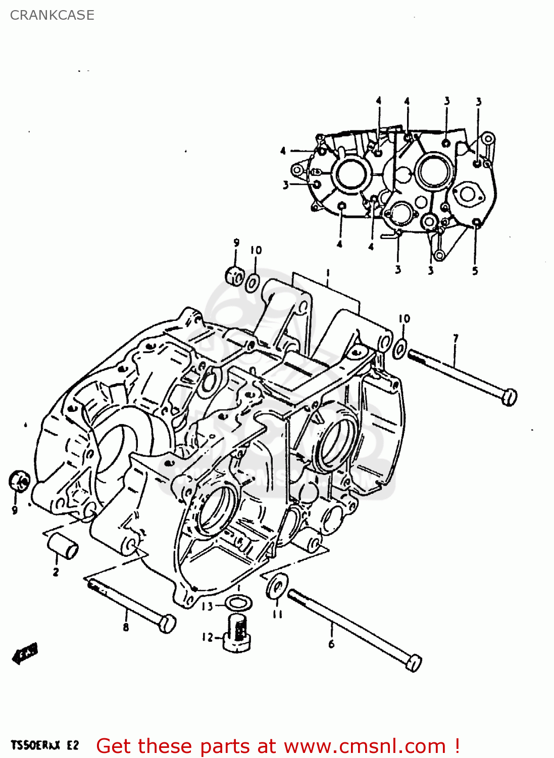 CRANKCASE TS50ERK 1980 (T) (E02 E16 E21 E22 E41)