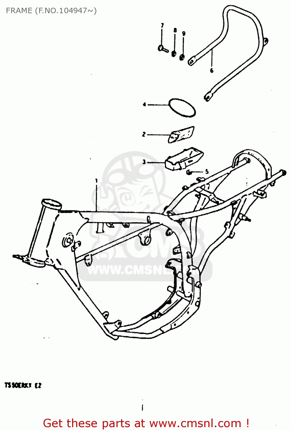 FRAME (F.NO.104947~) TS50ERK 1980 (T) (E02 E16 E21 E22 E41)