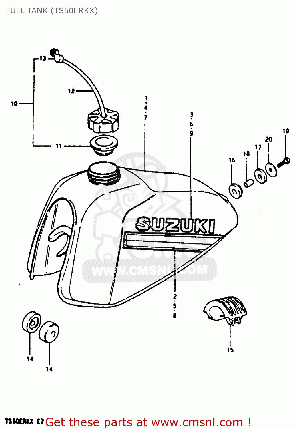 FUEL TANK (TS50ERKX) TS50ERK 1980 (T) (E02 E16 E21 E22 E41)