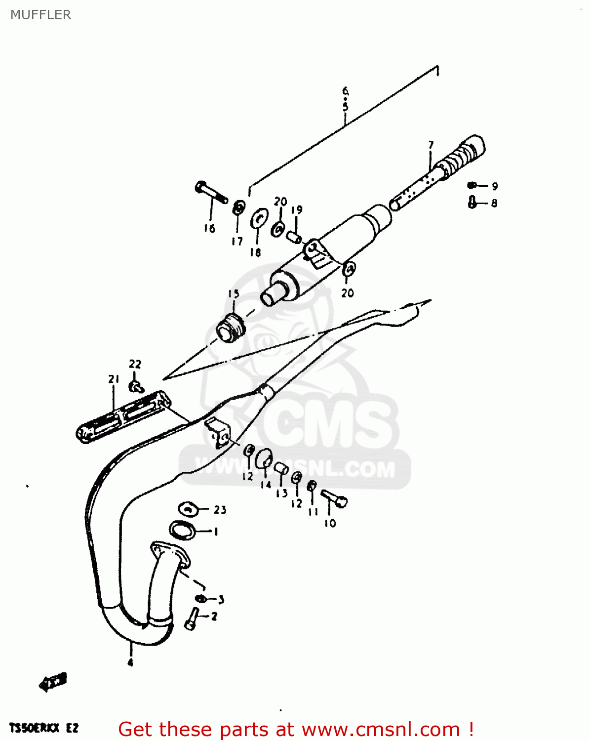 MUFFLER TS50ERK 1980 (T) (E02 E16 E21 E22 E41)