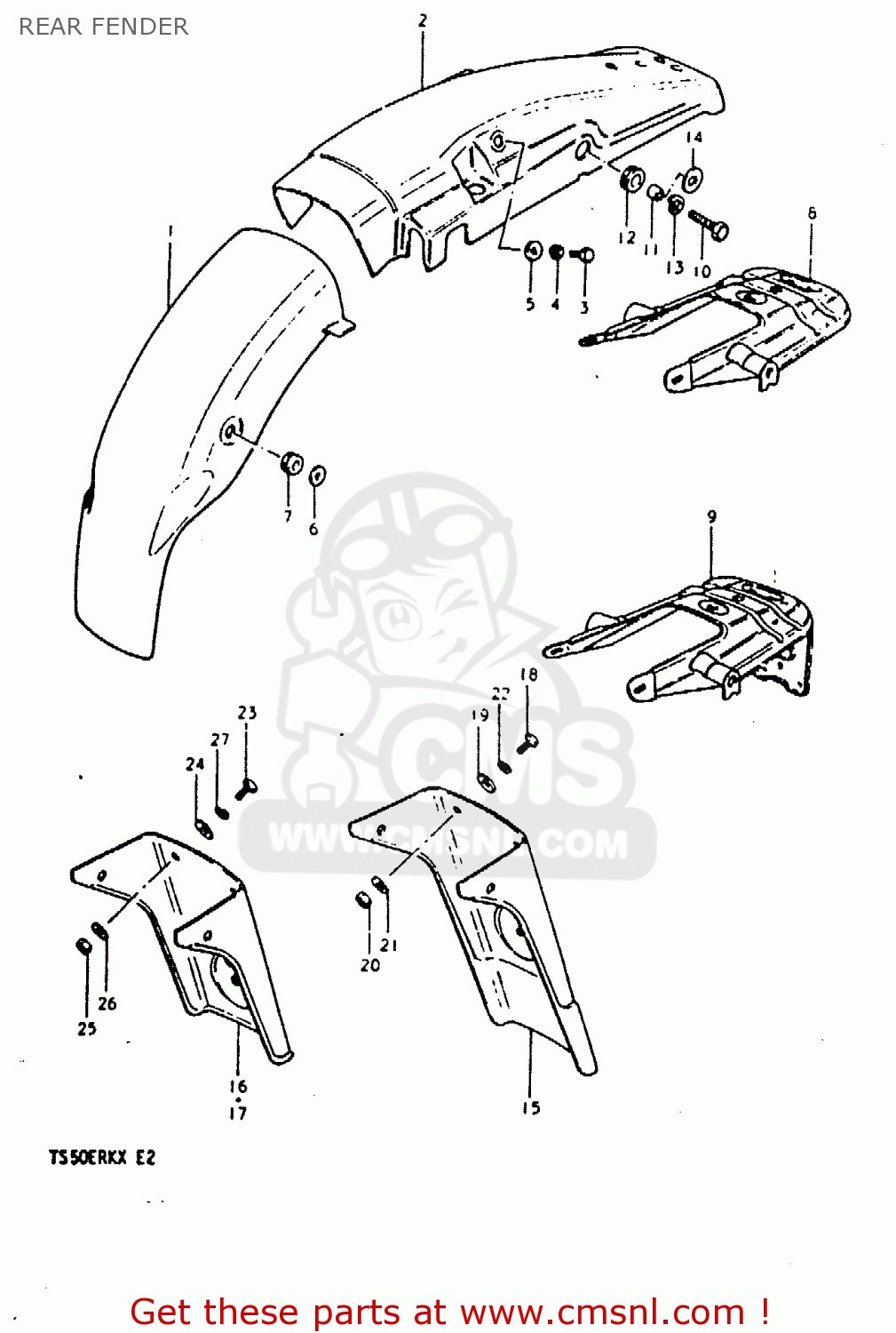 Suzuki TS50ERK 1981 (X) (E02 E16 E21 E22 E41) REAR FENDER - buy ...