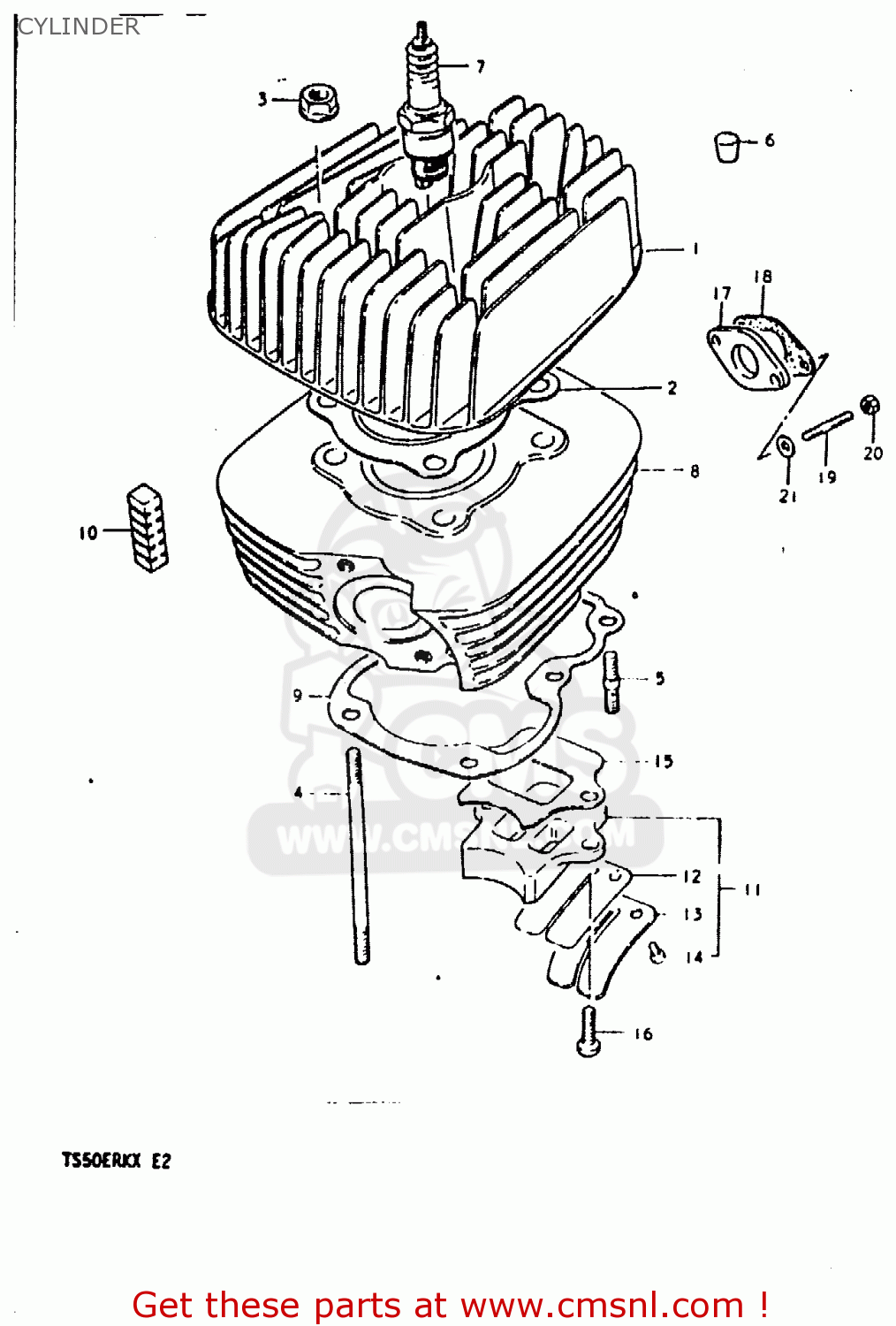 CYLINDER TS50ERK 1981 (X) (E02 E16 E21 E22 E41)